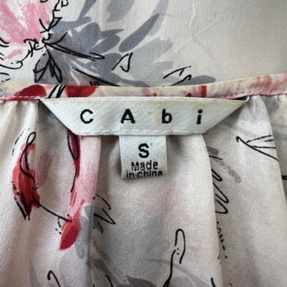 Cabi Womens Gypsy 100% Silk Pink Red Floral Dolman Sleeve Top Shirt Small - Picture 6 of 7